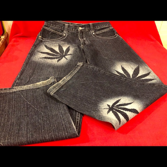 NEW HEMP LEAF BLUE men JEANS straight leg 36X32 - Picture 5 of 8